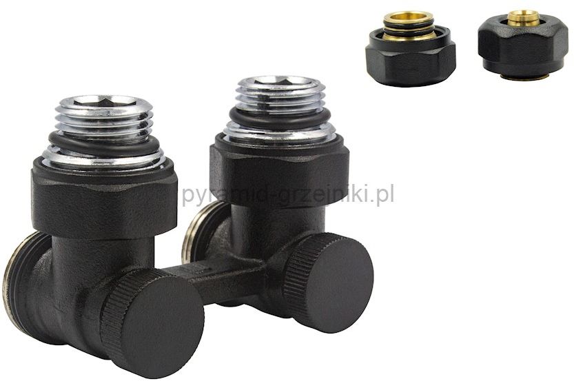Varioterm Zawór odcinający kątowy Premium Elegancki ze złączką PEX/CU - czarny strukturalny PEX - alu-pex EPRNYGS0214/FK(Pex)