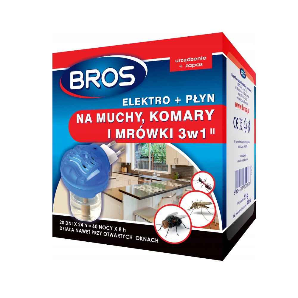 Bros Elektro+Płyn 3W1 Muchy,Komary,Mrówk