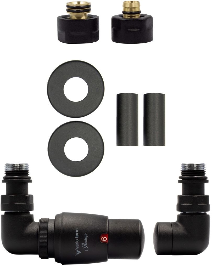 Varioterm Zawór termostatyczny trójosiowy Vision All in One - czarny str. alu-pex - PEX 16 mm lewy AVIGS0214CFK/L(Pex)