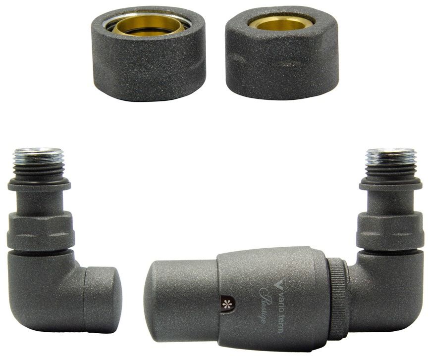 Varioterm Zawór termostatyczny trójosiowy Vision ze złączką PEX/CU - antracyt miedziana - CU 15 mm prawy VIGS0215CFK/P(Cu)