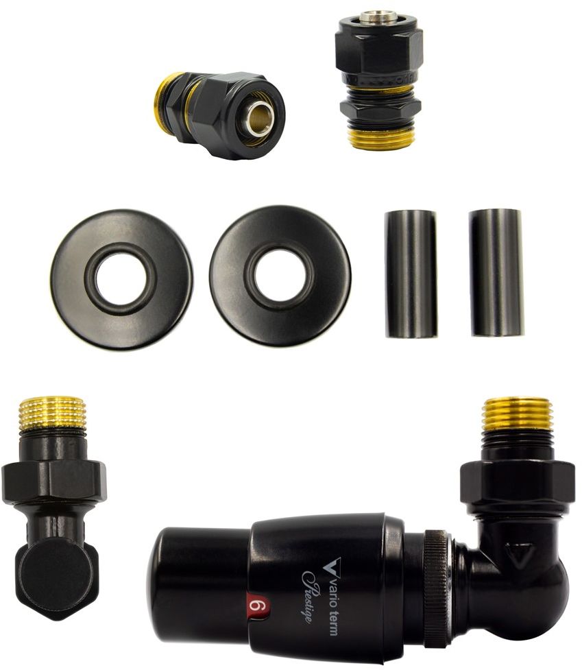 Varioterm Zawór termostatyczny trójosiowy Master All in One - czarny mat alu-pex - PEX 16 mm prawy AEMAGS0224CFK/P(PEX)