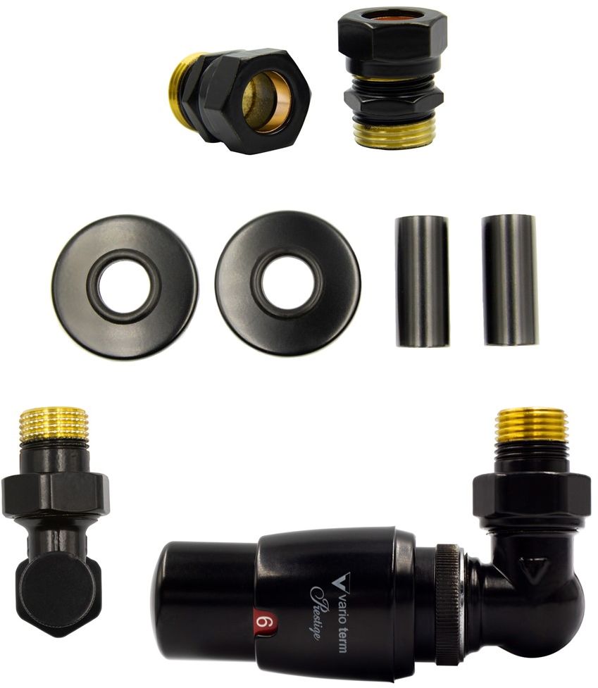 Varioterm Zawór termostatyczny trójosiowy Master All in One - czarny mat miedziana - CU 15 mm prawy AEMAGS0224CFK/P(Cu)
