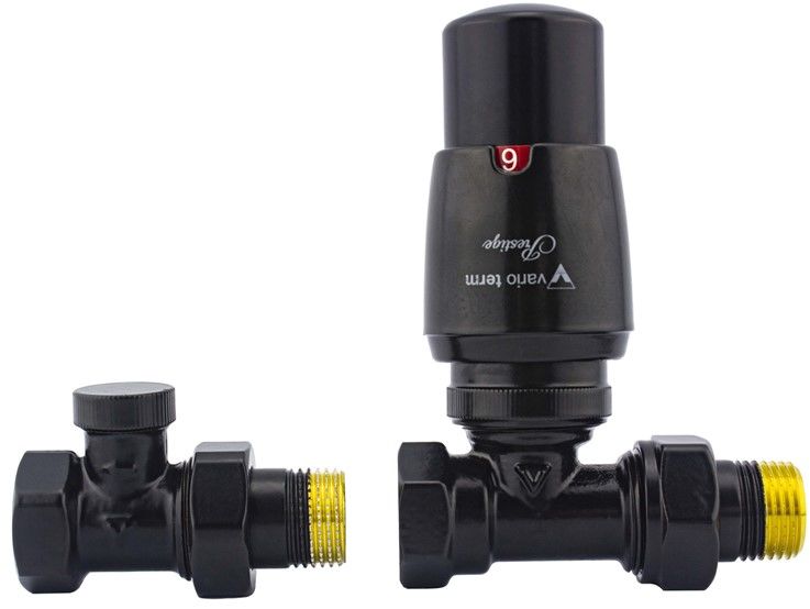 Varioterm Zawór termostatyczny ELEGANT prosty - czarny mat ELGS0224C/FP