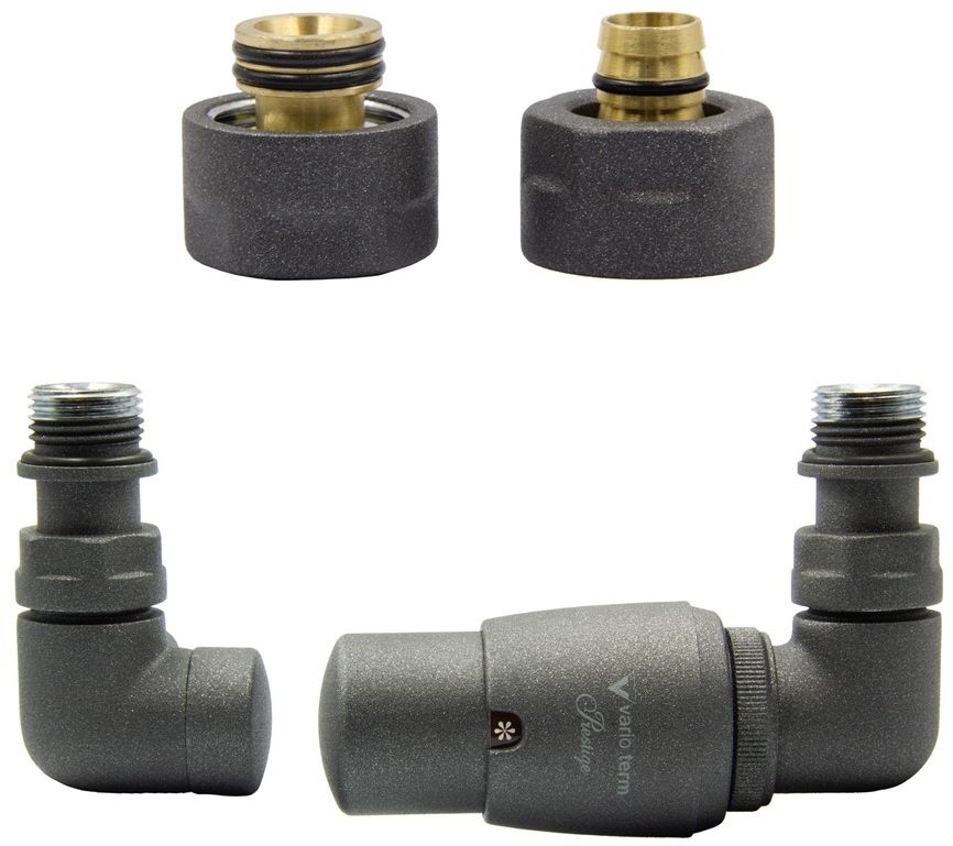 Varioterm Zawór termostatyczny trójosiowy Vision ze złączką PEX/CU - antracyt alu-pex - PEX 16 mm prawy VIGS0215CFK/P(PEX)
