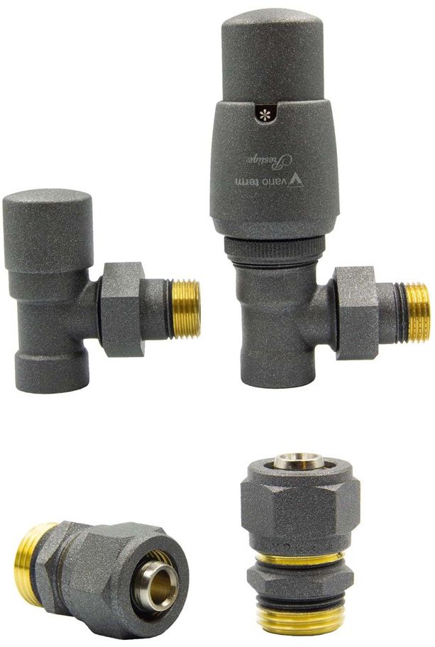 Varioterm Zawór termostatyczny ROYAL kątowy ze złączką PEX/CU - grafit strukturalny alu-pex - PEX 16 mm ROGS0205CFK(Pex)