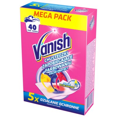 Vanish COLOR PROTECT - chusteczki przeciw farbowaniu ZAPOBIEGAJĄCE ZAFARBOWANIU UBRAŃ 20 SZT (DO 40 (8160914)