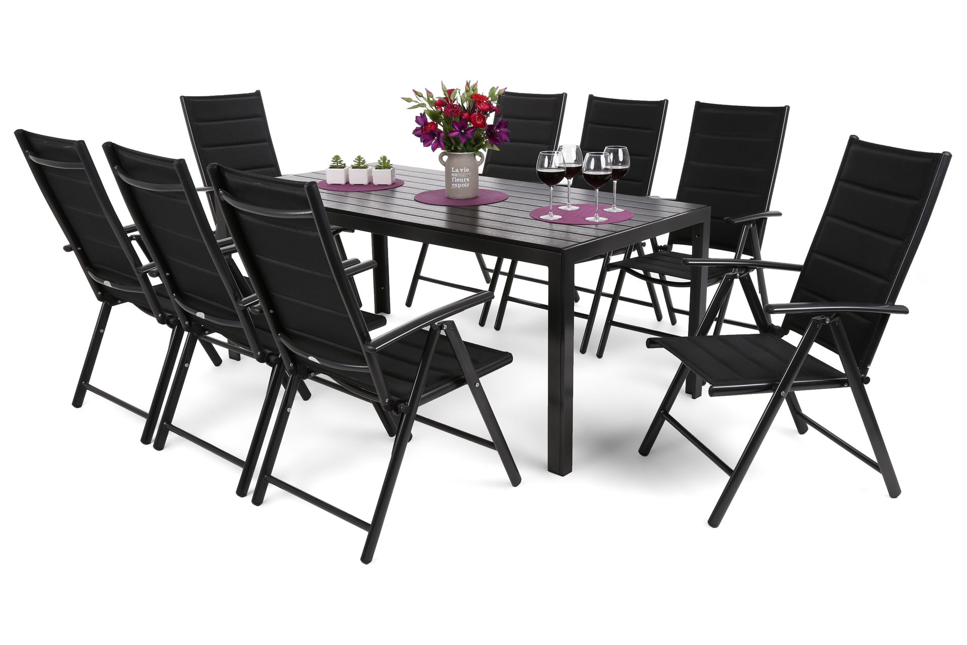 Meble ogrodowe aluminiowe Ibiza 185 cm Black / Black 8+1
