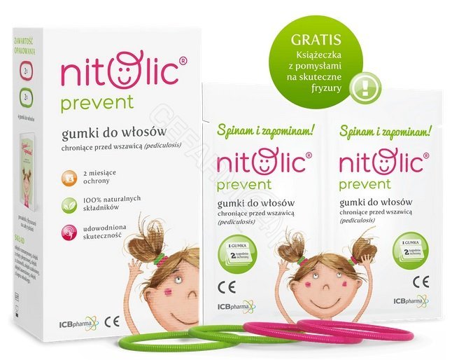 ICB PHARMA Nitolic Prevent Gumki Do Włosów przeciw wszawicy,  1 opakowanie (4 sztuki) Wysyłka kurierem tylko 10,99 zł