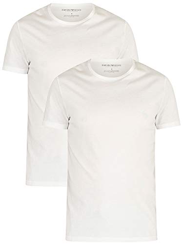 Emporio Armani Męski t-shirt z okrągłym dekoltem, 2-pak, 2 białe, M