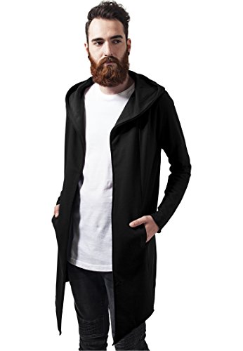 Urban Classics Mężczyźni Long Hooded Open Edge Kardigan, Czarny, XXL