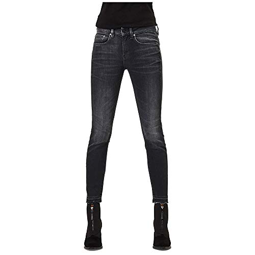 G-STAR RAW 3301 Mid Waist Ripped Ankle Skinny dżinsy damskie, Worn in Corby Black A634-c005, 26W x 32L