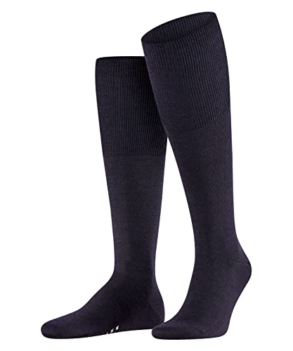 FALKE Mężczyźni Podkolanówki Airport M KH Wełna Merynosa Bawełna długie jednokolorowe 1 Para, Niebieski (Dark Navy 6370), 47-48