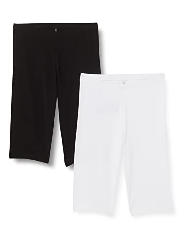 ONLY Damskie spodnie rowerowe, 2 sztuki w opakowaniu, czarny/paczka: biały, XS