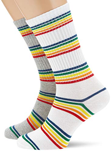 Urban Classics Unisex skarpety Rainbow Stripes 2 sztuki, skarpety sportowe dla mężczyzn i kobiet, rozmiary 35-50