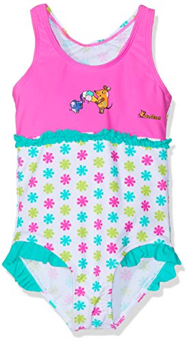 Playshoes Dziewczęcy kostium kąpielowy z motywem kwiatowym, wielokolorowy (biały/różowy 586), 98/104 cm
