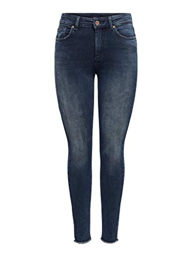 ONLY Damskie spodnie ONLBLUSH Life MID SK ANK RAW REA409 NOOS spodnie, Blue Black Denim, 32 cm (Medium)