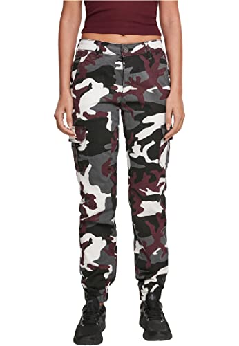 Urban Classics Damskie spodnie cargo z wysokim stanem Spodnie Kobiety , Multicolour (Wine Camo 02244) , 28