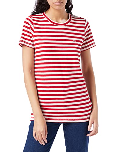 Tommy Jeans Damska koszulka sportowa z teksturowanym paskiem Tjw, Czerwony (głęboki karmazynowy/biały 0e9), S