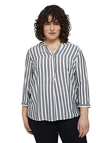 TOM TAILOR Damska bluzka Plussize z paskami, 21395 – Offwhite Navy Vertical Stripe, 46