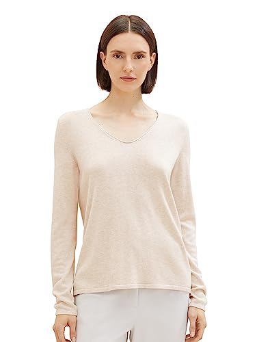 TOM TAILOR Damski Sweter z dzianiny Basic 1012976, 20737 - Desert Sand Melange, XXL
