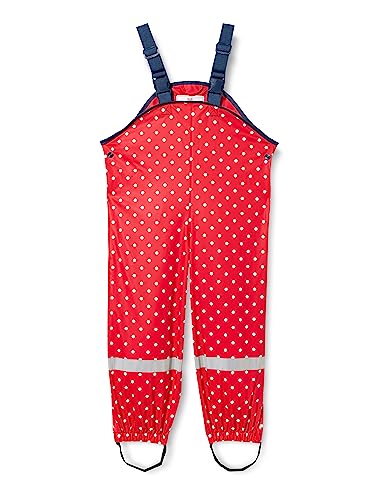 Playshoes Dziecięce spodnie przeciwdeszczowe unisex z kropkami, czerwony (rot 8), 92