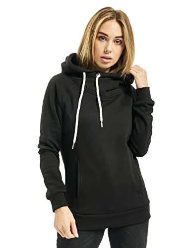 Urban Classics Damska bluza z kapturem Raglan High Neck Hoody, czarny, XS