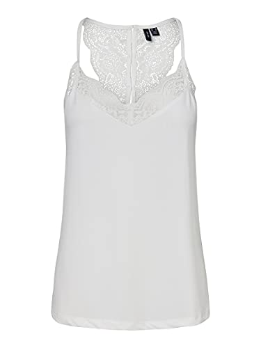 Vero Moda Kobiety Vmana S/L Lace Top Noos Koszulka, Biały (Snow White), S