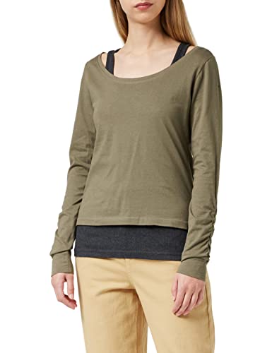 Urban Classics Damska koszulka z długim rękawem Ladies dwukolorowa, wielokolorowy (Army Green/Charcoal 1121), XS