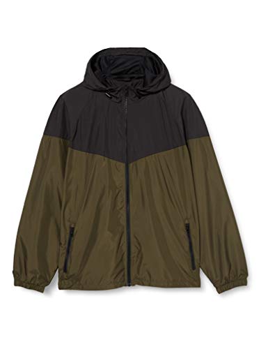 Build Your Brand Kurtka męska 2-Tone Tech Windrunner, Basic męska wiatrówka dostępna w wielu kolorach, rozmiary XS - 5XL, Blk/Darkolive, M