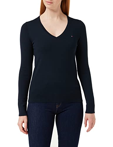 Tommy Hilfiger Damski sweter Heritage V-nk Regular Fit, Niebieski (Midnight 403), 3XL
