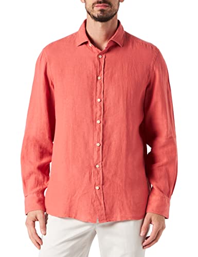 Hackett London Męska koszula biznesowa Garment Dye Ln Ks, czerwony (238strawberry 238), 37