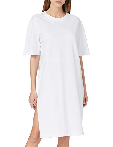 Urban Classics Damska sukienka z bawełny organicznej oversized Slit Tee Dress, damska koszulka sukienka z rozcięciem w wielu kolorach, rozmiary XS-5XL, biały, XXL