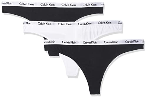 Calvin Klein Thong 3pk Stringi Kobiety, Black/White/Black, M