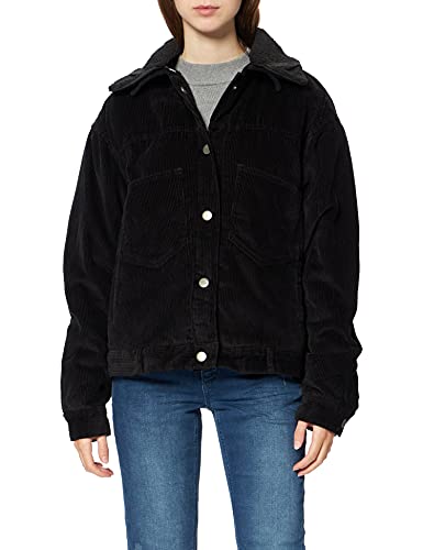 Urban Classics Damska kurtka Ladies Oversized Sherpa kurtka sztruksowa, czarny (Black/Black 00825), S