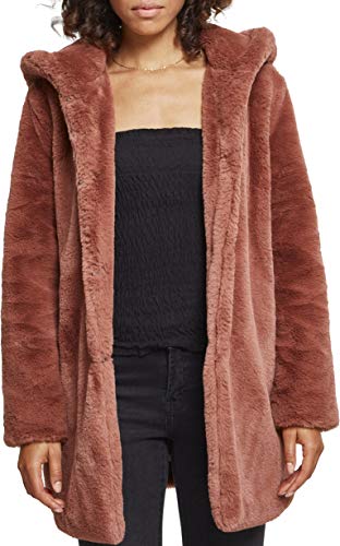Urban Classics Ladies Hooded Teddy Coat z imitacji futra królika, damski płaszcz z kapturem i kieszeniami bocznymi, dostępny w wielu kolorach, rozmiary XS - 5XL, ciemnoróża., 3XL duże rozmiary