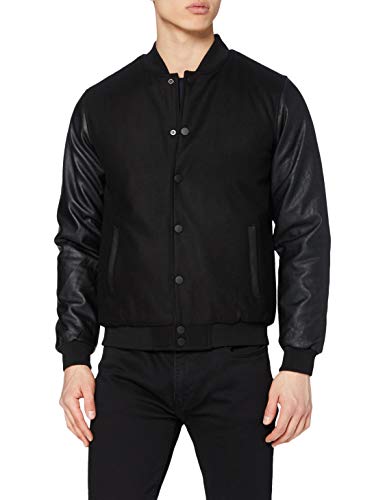 Urban Classics Męska kurtka Oldschool College Tb201 Slim Fit College, Blk/Blk, 3XL