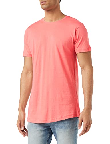 Urban Classics Męski T-shirt Shaped Long Tee jednokolorowy, długi krój koszulka męska, dostępna w wielu różnych kolorach, rozmiary XS-5XL, koralowy, XS
