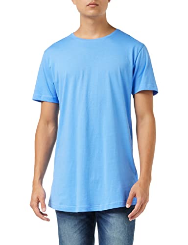 Urban Classics Męski T-shirt Shaped Long Tee jednokolorowy, długi krój koszulka męska, dostępna w wielu różnych kolorach, rozmiary XS-5XL, Brightblue, L