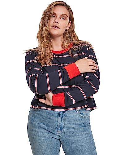 Urban Classics Bluza damska Skate Stripe z długim rękawem, niebieski (Midnight/Red 02052), XS