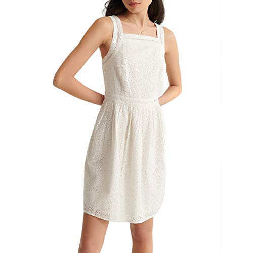 Superdry Damska sukienka Blaire Broderie, kość słoniowa (Chalk White Fu4), S