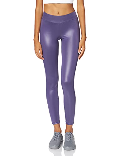 Urban Classics Damskie spodnie damskie z imitacji skóry, damskie spodnie do fitnessu o błyszczącej skórzanej optyce w 3 kolorach, rozmiary XS - 5XL, ciemny fiolet, L