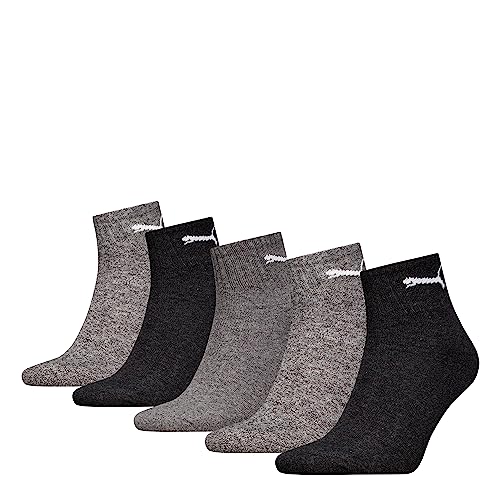 PUMA Puma Unisex Short Crew Socks (5 sztuk) Skarpety Uniseks, antracytowy/szary (Anthraci/l Mel Grey/m Mel Grey) , 43-46 EU