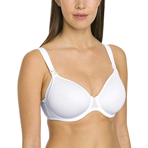 Anita Damski biustonosz ciążowy z fiszbinami i miseczką dystansową do karmienia, White (White 006), 85L
