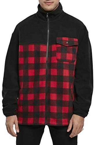 Urban Classics Męska kurtka polarowa Track, Black/Redcheck, S
