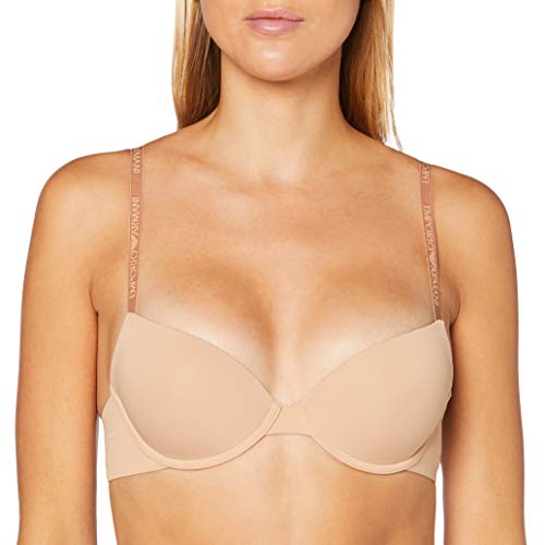 Emporio Armani Damski biustonosz push-up z mikrofibry Basic Bonding, Nude Różowy, 80A