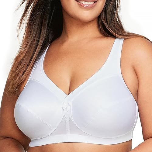 Glamorise Damski biustonosz sportowy Plus Size MagicLift Active Support Bra bez fiszbin #1005, biały, 90G