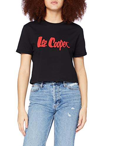 Lee Cooper Damska koszulka z nadrukiem, w paski, czarny, S