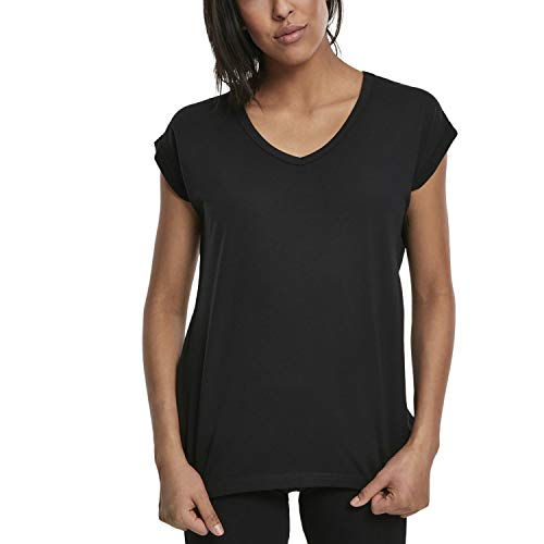 Urban Classics Damska koszulka z okrągłym dekoltem w kształcie litery V, czarny (Black 00007), S