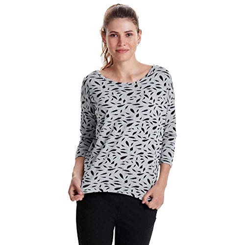 ONLY Onlelcos 4/5 Aop Top Jrs Noos Top Kobiety, Grey (Light Grey Melange Aop:w. Black Feathers), S