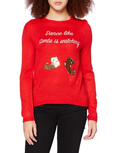 ONLY Onlxmas Jolly L/S KNT sweter damski, High Risk Red/Print: Dance, L